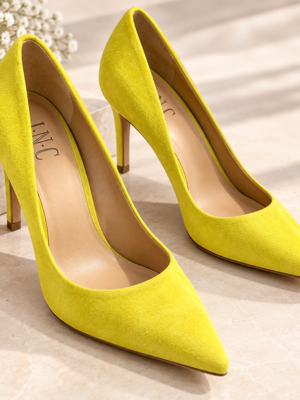 INC International Concepts Lemon Suede Pointed-Toe Pumps